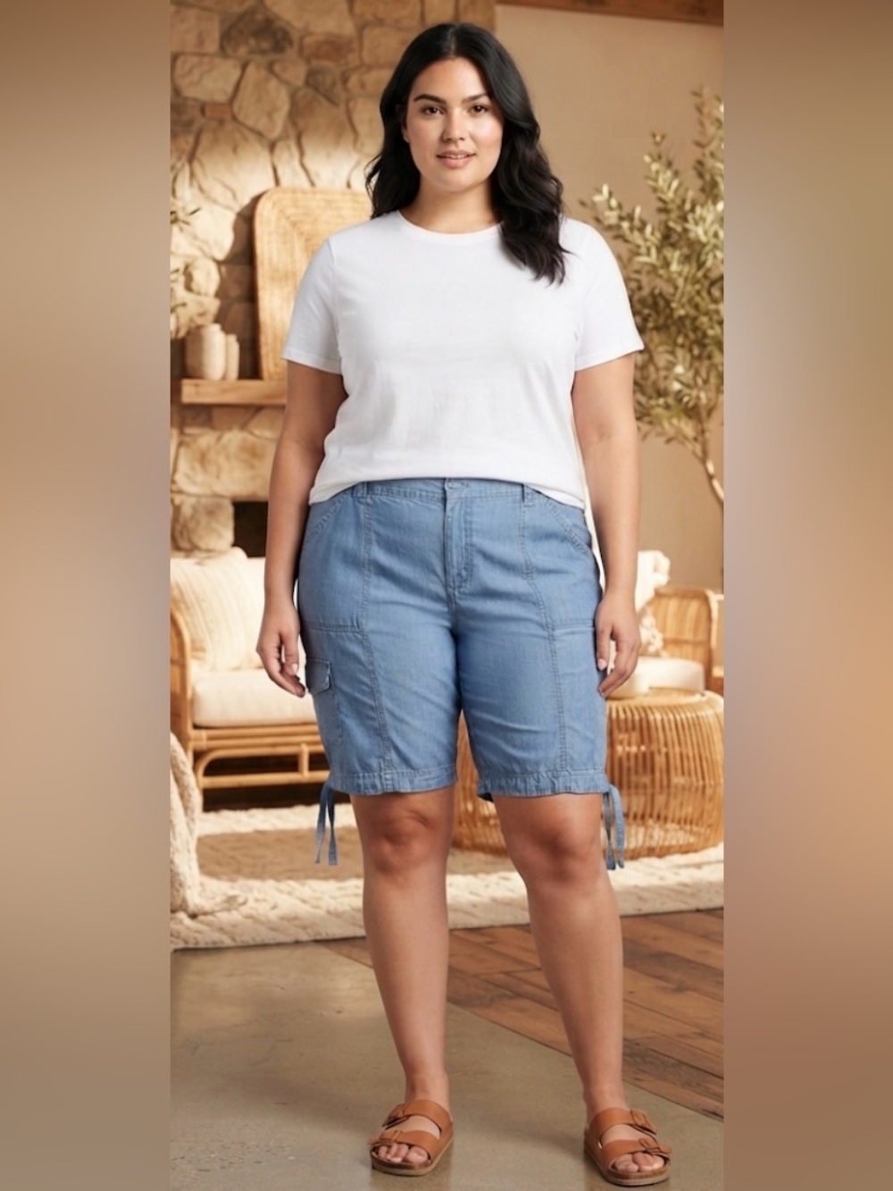 St. John's Bay Womens 11 1/2" Mid Rise Cargo Short 20W